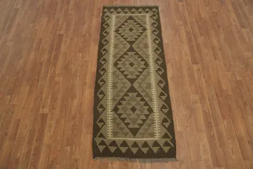 Southwestern Inspired Earthy Geometric Kilim Runner Rug 2x6