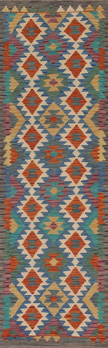 Reversible Wool Kilim Runner Rug 3x10