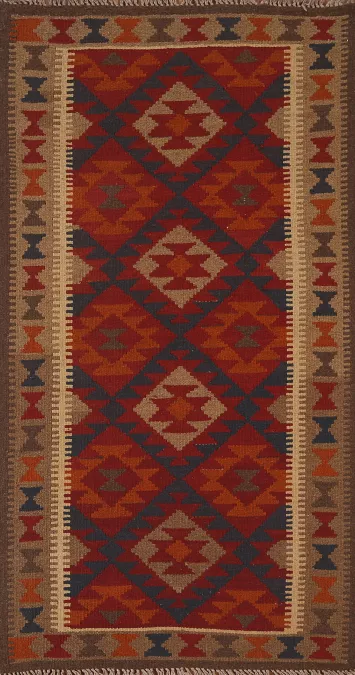 Kilim Reversible Wool Runner Rug 3x7