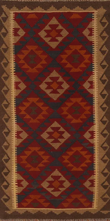 Reversible Wool Kilim Runner Rug 3x7