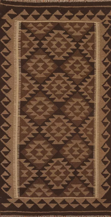 Reversible Wool Kilim Runner Rug 3x7