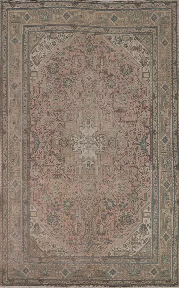 Geometric Pink Tabriz Persian Area Rug 7x9