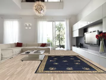 Navy Blue Art Deco Nichols Vintage Wool Area Rug 9x14