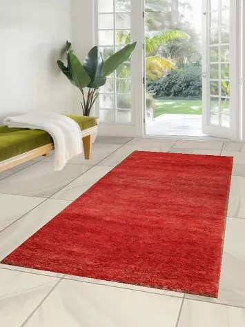 Red Plush Moroccan Oriental Runner Rug 4x9