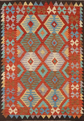 Reversible Wool Kilim Oriental Area Rug 5x7