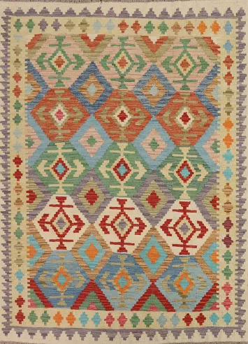 Colorful KIlim Geometric Area Rug 5x6