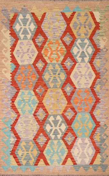 Reversible Wool Kilim Oriental Area Rug 4x6