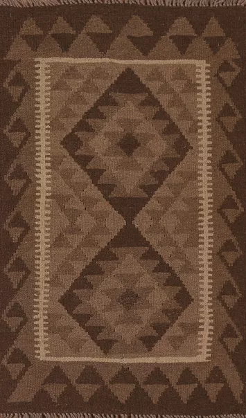 Brown Wool Kilim Oriental Area Rug 3x4
