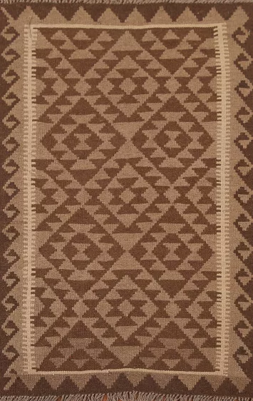 Brown Kilim Reversible Wool Area Rug 3x5