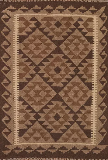Geometric Kilim Reversible Wool Area Rug 3x5