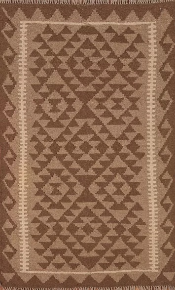 Brown Kilim Geometric Area Rug 3x5