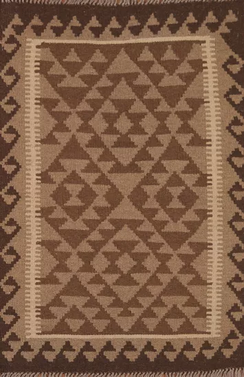 Geometric Kilim Reversible Wool Rug 3x4