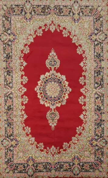 Luxurious Persian Kerman Rug with Rich Red and Floral Patterns 10'x16'