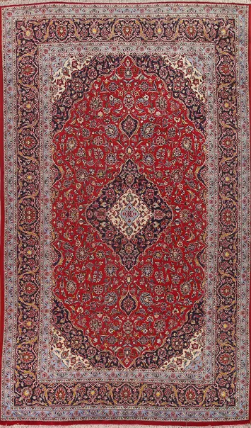 Red Traditional Kashan Persian Large Rug 10x16