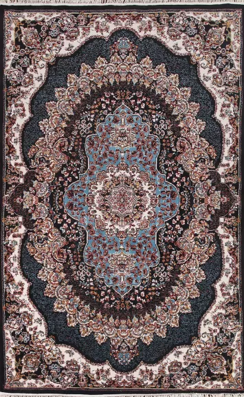 Black Tabriz Persian Area Rug 7x10