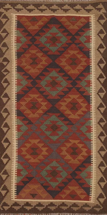Geometric Kilim Oriental Runner Rug 3x7