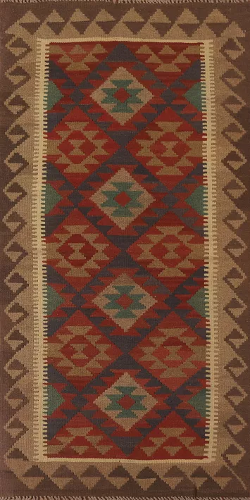 Geometric Kilim Oriental Runner Rug 3x7