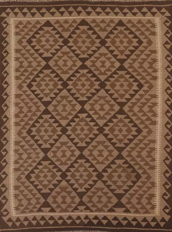 Brown Kilim Reversible Wool Area Rug 5x6