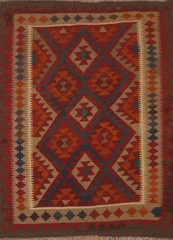 Reversible Wool Kilim Oriental Area Rug 5x6