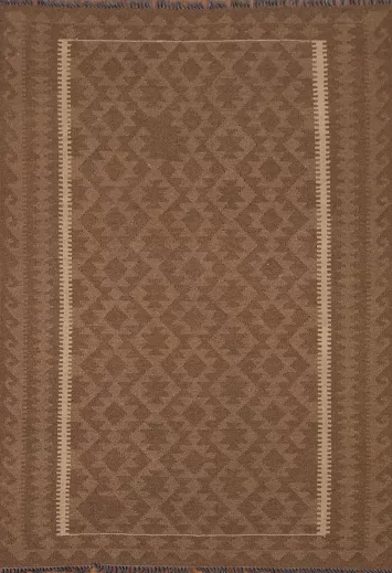 Geometric Brown Kilim Oriental Area Rug 5x6