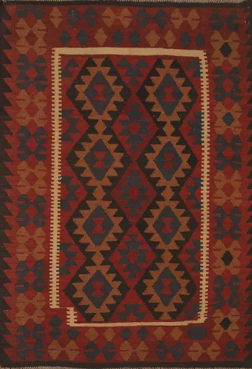 Reversible Wool Kilim Geometric Area Rug 5x7