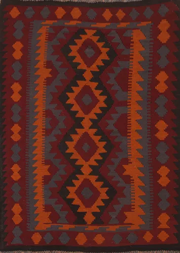 Reversible Wool Kilim Oriental Area Rug 5x7