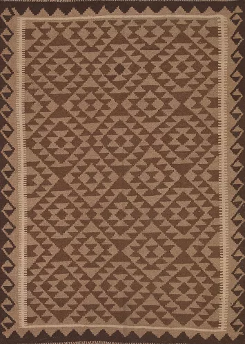 Brown Wool Kilim Oriental Area Rug 5x7