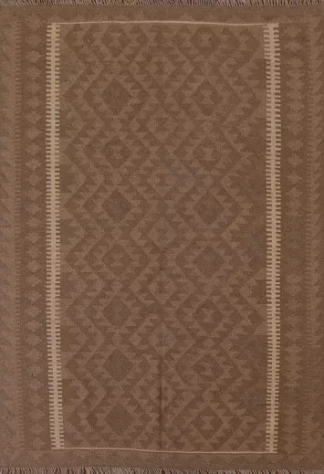 Brown Wool Kilim Oriental Area Rug 5x6