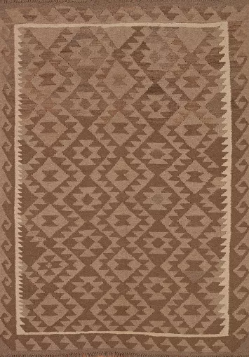 Brown Wool Kilim Oriental Area Rug 5x6