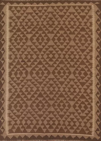 Brown Kilim Reversible Wool Area Rug 5x7