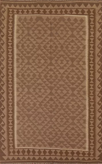 Brown Kilim Reversible Wool Area Rug 5x8