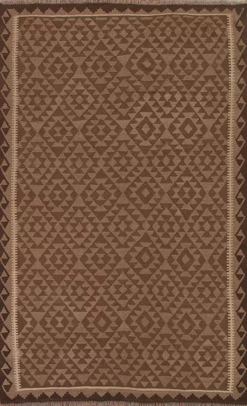 Brown Wool Kilim Oriental Area Rug 7x10
