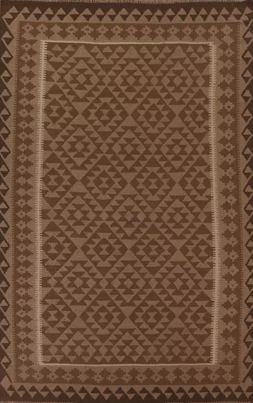 Brown Wool Kilim Oriental Area Rug 7x10