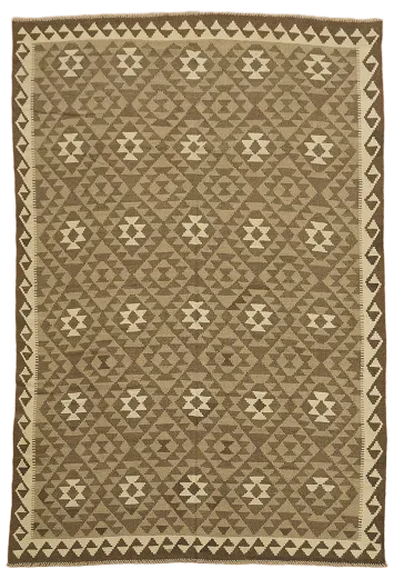 Brown Kilim Reversible Wool Area Rug 7x10