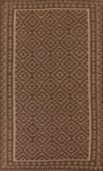 Brown Kilim Reversible Wool Area Rug 7x10