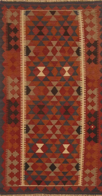 Reversible Wool Kilim Oriental Runner Rug 3x7