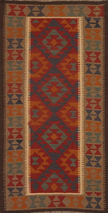 Geometric Kilim Oriental Runner Rug 3x7