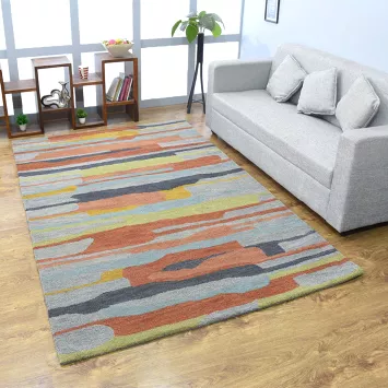 Striped Modern Hand Tufted Area Rugs