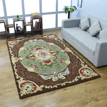 Green Aubusson Oriental Area Rugs
