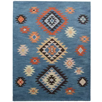 Blue Geometric Shiraz Hand Tufted Area Rugs