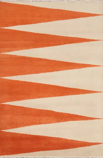 Orange/ Ivory Gabbeh Oriental Area Rug 4x6