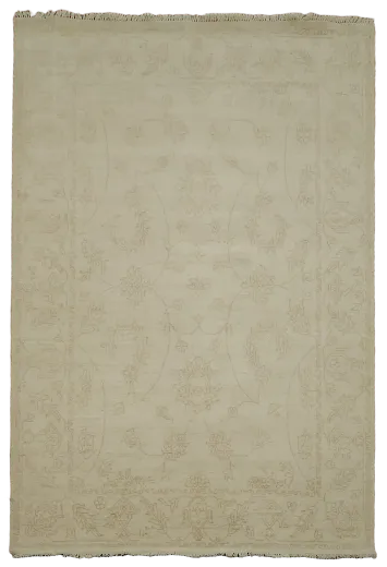 Neutral Toned Peshawar Pakistani Wool Rug 6x8 ft