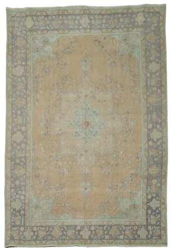 Distressed Over-Dyed Tabriz Persian Area Rug 8x11