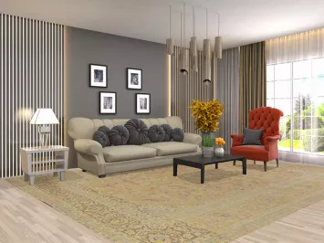 Distressed Over-Dyed Kashan Persian Area Rug 10x13