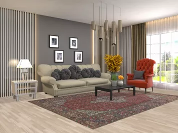 Geometric Wool Tabriz Persian Area Rug 6x9