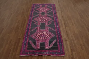 Vibrant Geometric Vintage Ardebil Persian Runner Rug 4x10