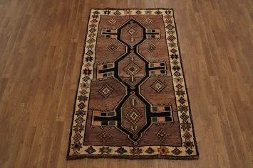 Vintage Handmade Lori Persian Rug with Geometric Tribal Patterns 4x6