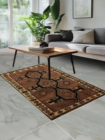 Vintage Handmade Lori Persian Rug with Geometric Tribal Patterns 4x6