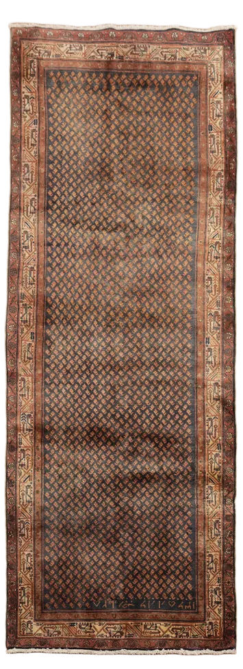 Navy Blue Botemir Persian Runner Rug 4x10