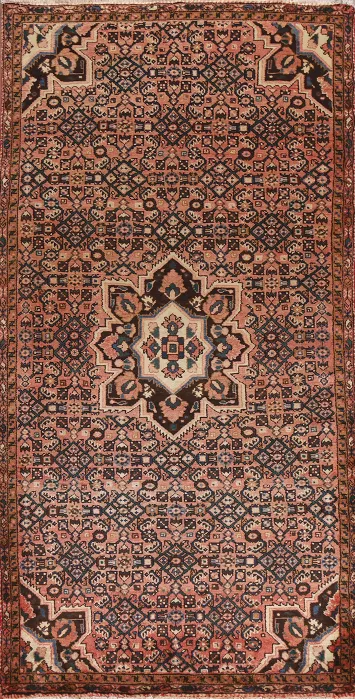 Pink Hamedan Persian Runner Rug 4x9